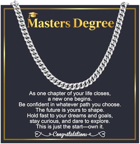EPIRORA Graduation Gifts Necklace for Him 2026, Graduation Stainless Steel Cuban Chain Necklace for Men, Class of 2026 Gifts, 5th 8th Grade/College/Master Degree Graduate Gift Ideas for Men Him by EPIRORA
