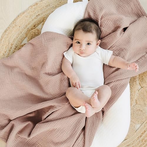 Konssy Muslin Swaddle Blankets, 100% Cotton Receiving Blankets, 47"x 47" - Image 2