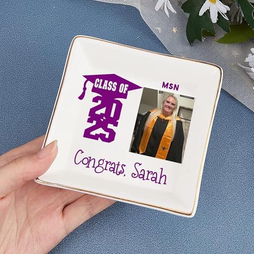 Personalized Jewelry dish graduation gifts for her 2025, A Sweet Ending to a New Beginning, Gifts for Best Friend 02 - Image 3