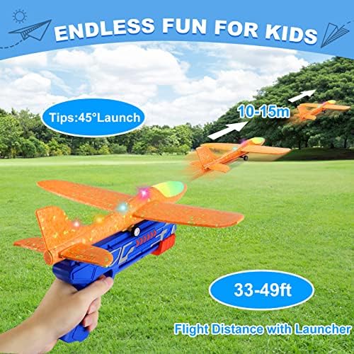 Fuwidvia 3 Pack Airplane Launcher Toys, 13.2'' LED Foam Glider - Image 2