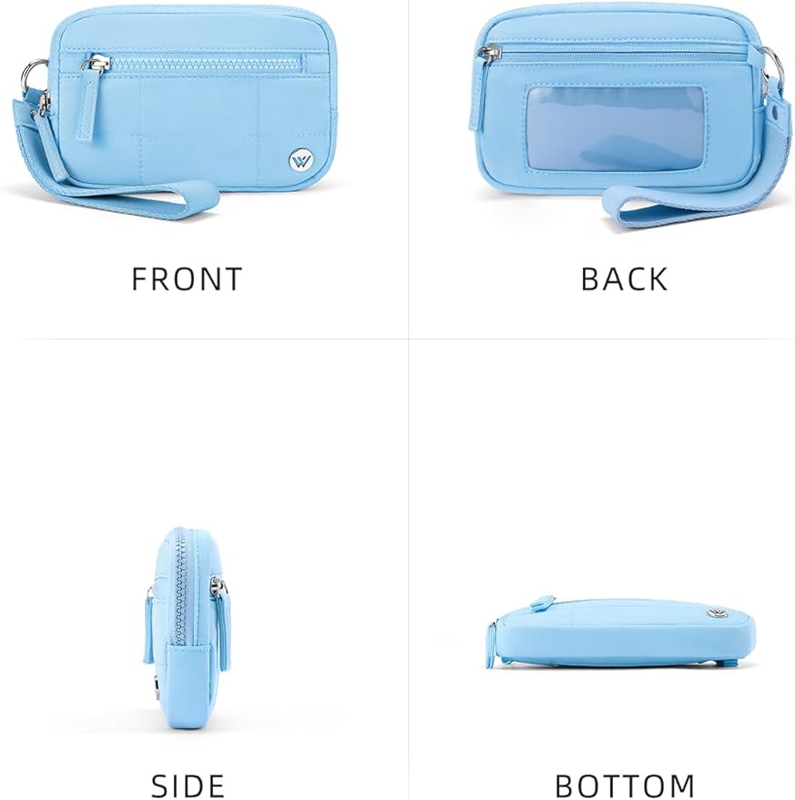 WESTBRONCO Wristlet Wallets for Women Nylon Quilted RFID Wallet with 3 Zipper Purse for Travel