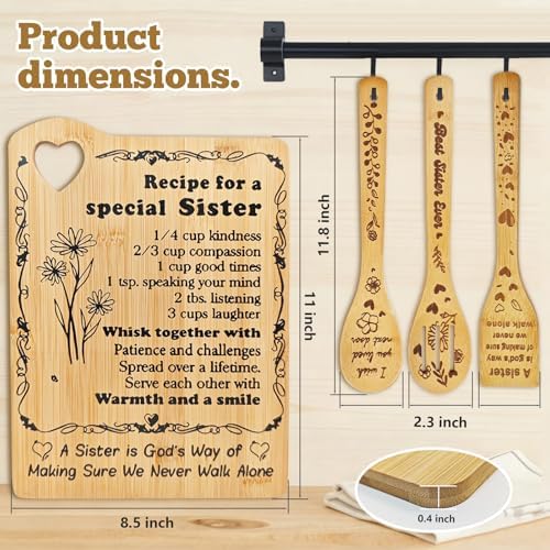 Sister Birthday Gifts - "Recipe for a Special Sister" Cutting Board Set - Image 2