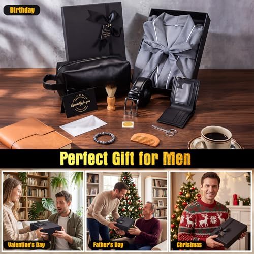Shyyween 10 Pcs Birthday Gifts Baskets for Men Beard Care Set,Gray - Image 3