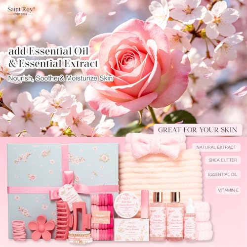 57 Pcs Bath Spa Kit for Women, Rose Bath and Body Gift, Facial Skin - Image 4