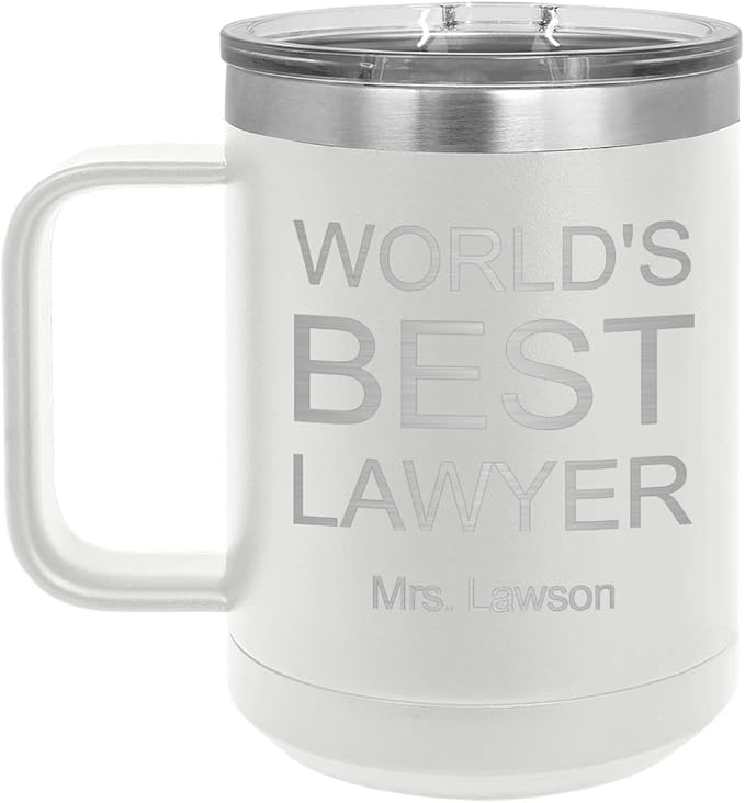 World's Best Lawyer Mug - 15oz Stainless Steel - Stylish Coffee Cups for Home and Office - Gift for Boss or Manager - Appriciation or Boss's Day
