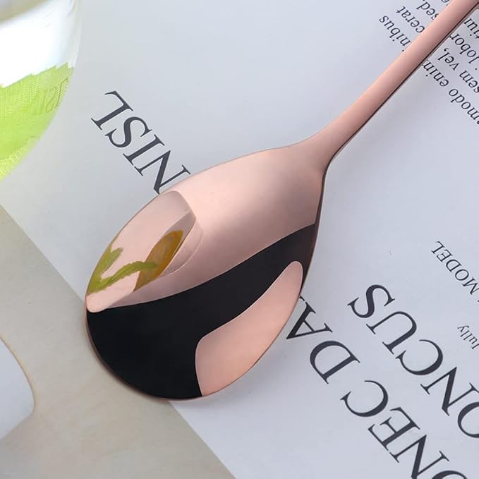 Buyer Star 8-Inch Long Handle Iced Tea Spoons, Ice Cream Spoon, Stainless Steel Cocktail Stirring Spoons, Set of 8 (Rose Gold)