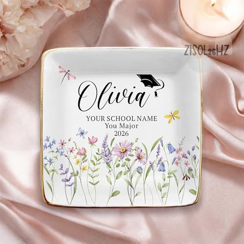 Custom Floral Graduation Gifts Jewelry Dish, Graduation Trinket Dish, Gift for Graduation, Class of 2026 Graduation Keepsake - Image 2