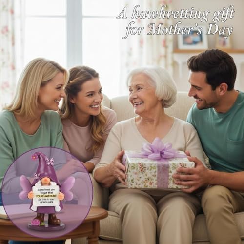 Lavezee Gnome Graduation Gifts for Girls Her, Handmade Purple Gnome Statue with Sometimes You Forget Your Awesome, Encouragement Emotional Gifts for Women - Image 5