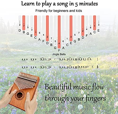 Kalimba Thumb Piano, YUNDIE Portable 17 Keys Mbira Finger Piano with Tune Hammer and Instruction,Musical Instruments Birthday Gift for Adult Beginners Professional(Brown) - Image 3