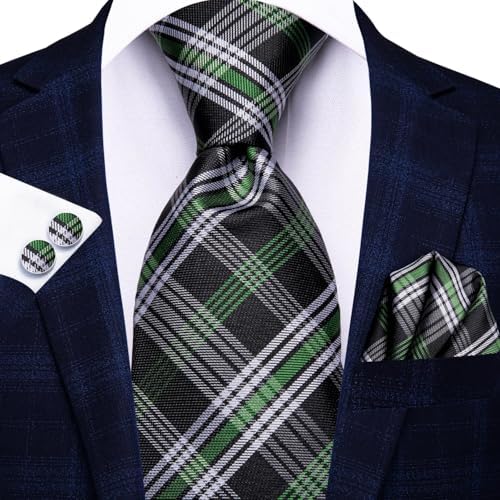 Hi-Tie Lot 5 Pcs Gift Box Mens Tie Set Necktie with Pocket Square Cufflinks Silk Neck Tie Collection - Image 3