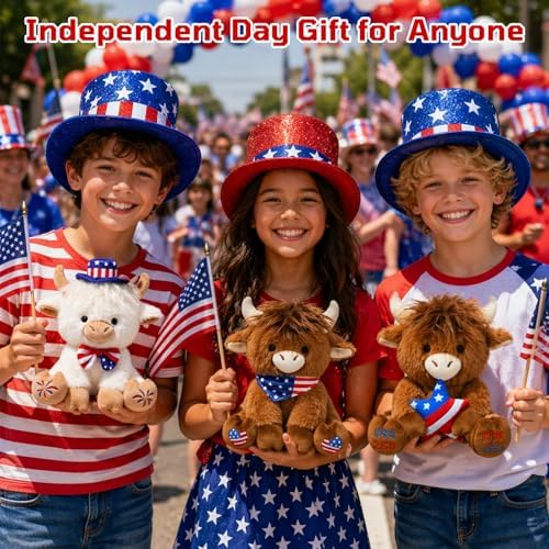 4th of July Patriotic Highland Cow Stuffed Animal -Cute Highland Cow Plush - Image 4
