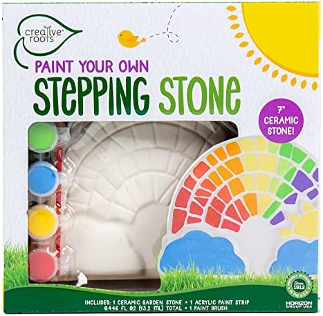 Creative Roots Paint Your Own Rainbow Stepping Stone Craft Kits for Kids, Ceramics to Paint, Ages 6+ by CreativeRoots