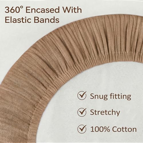 2 Pack Muslin Bassinet Sheets, 100% Cotton, Breathable & Soft (Brown＆Beige) - Image 6