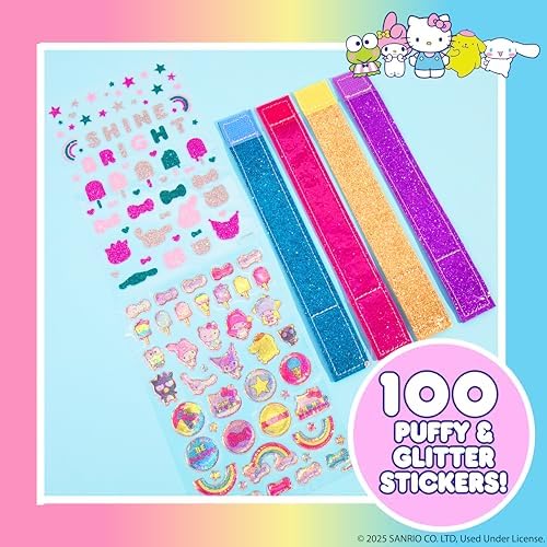 Hello Kitty® and Friends Sparkle Bracelets, Customize 4 Reversible Glitter Bracelets for Kids with Puffy Stickers, Kawaii Jewelry Craft, Cute Girls' Jewelry Kit, DIY Accessories Gift Ages 3+ - Image 3