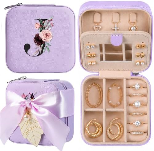 AYGXU Travel Jewelry Box for Women and Girls - Small Case With Initial A-Z - Teacher Gifts by AYGXU