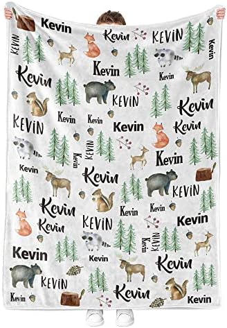 MDPrints Woodland Personalized Baby Blankets for Boys, Personalized Baby Gifts with Name, Customized Baby Blanket, Newborn Boy Gift, Soft Fleece - Image 2