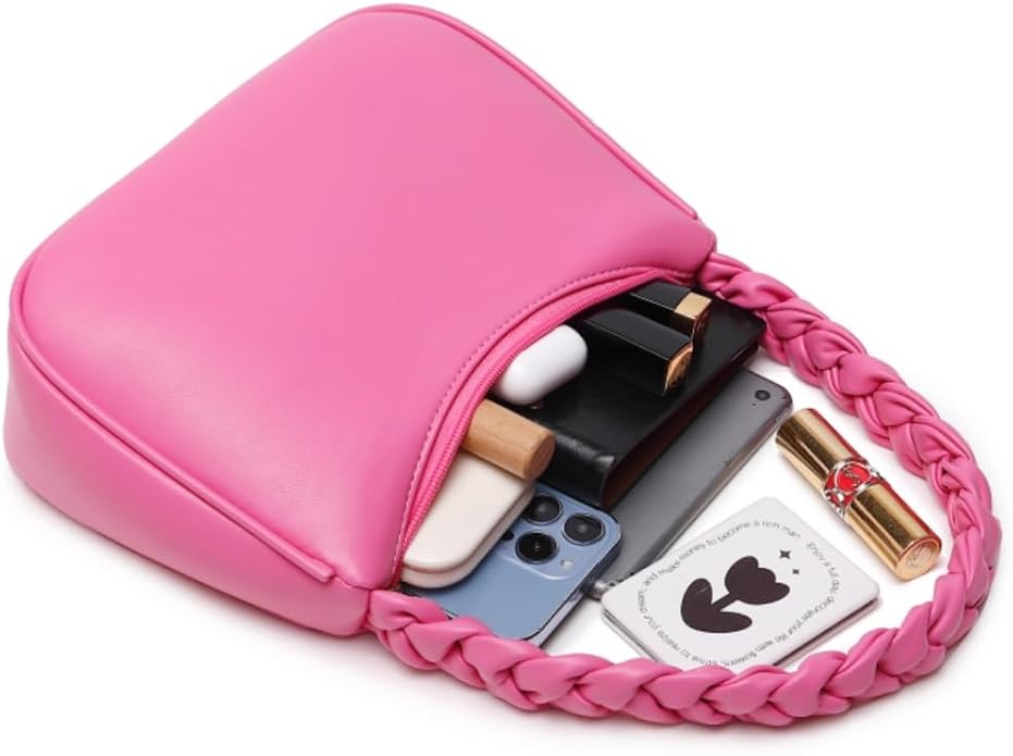 Shoulder Bags for Women, Cute Hobo Tote Handbag Mini Clutch Purse with Zipper Closure