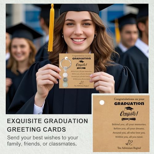 Graduation Gift for Her for Him, Lucky Crystals Keychain Gift for Class of 2026, with Unique Grad Cap Box and Gift Card, Adventure Begins Gifts, for College Graduate High School Party Favor Supply - Image 5