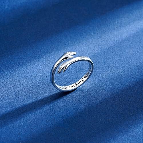Yesteel S925 Sterling Silver Hug Ring for Women Teen Girls, Adjustable Ring Jewelry Mothers Day Birthday Gifts for Daughters Mom Sister Wife Friends Grandma - Image 3
