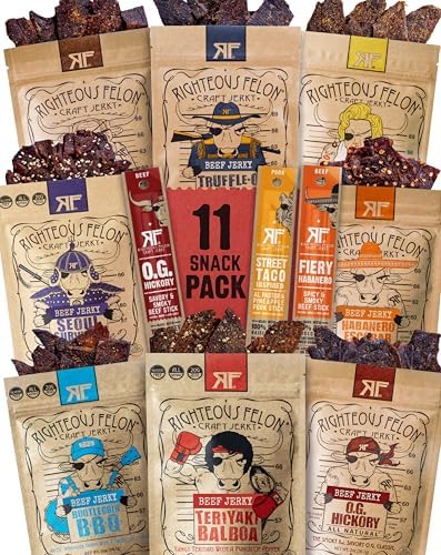 Righteous Felon Beef Sticks Jerky Variety Pack, 11 Flavor Sampler Gift Box by RIGHTEOUSFELON