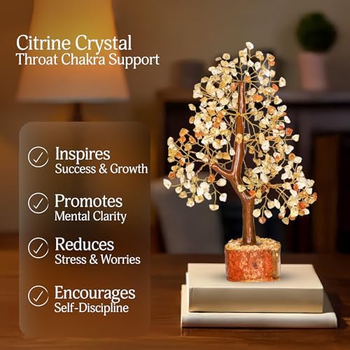 YATSKIA Citrine Tree | Gemstone Money Tree Feng Shui Crystals Decor | Bonsai Tree Decor | Feng Shui Money Tree | Birthday Gifts for Women | 10 Inch 300 Beads - Image 3