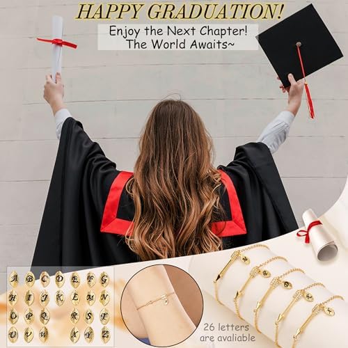 2026 Graduation Gifts, Graduation Gift for Her High School College Graduation Gifts for Teen Girls 5th 8th Grade Masters Degree Grads Initial Bracelets for Women Letter A-Z Charm Bracelet Daughter Niece Granddaughter Girlfriend Jewelry - Image 3