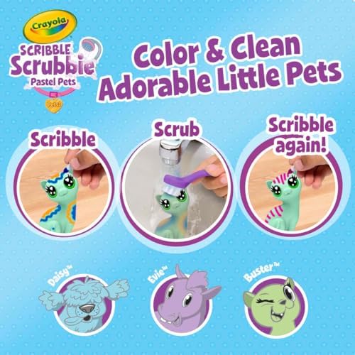 Crayola Scribble Scrubbie Pastel Pets (3ct), Grooming Animal Toy for Kids, Washable Animal Figurine, Kids Gift, Toys for Girls & Boys, 3+ - Image 5