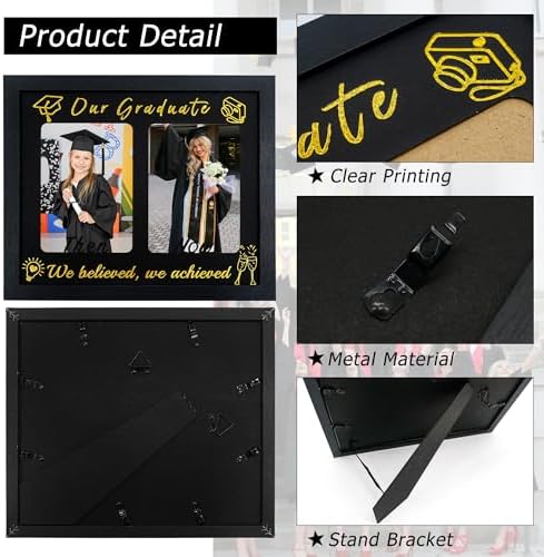 GMFrames Then and Now Graduation Frame – Double 5x7 Photo Display, Wooden Keepsake for High School & College Grad Party - Image 3