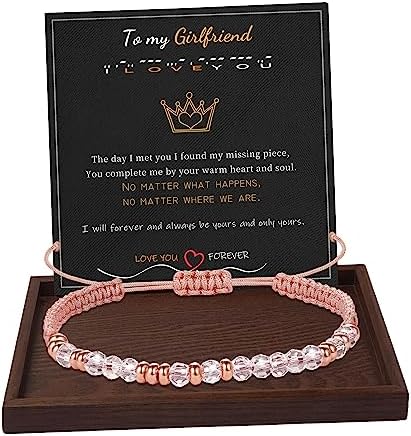 Morse Code Bracelets for Women Mothers Day Gifts 2026 Graduation Gifts Mom Birthday Gift Pink Braided Bracelets Teen Trendy Stuff Inspirational Best Friend Birthday Gifts for Daughter Girlfriend Christmas Stocking Stuffers Jewelry by BTYSUN