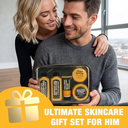 Gifts for Men, 6pcs Mens Bath and Body Gift Set, Citrus Spa Men Gift Basket - Image 5