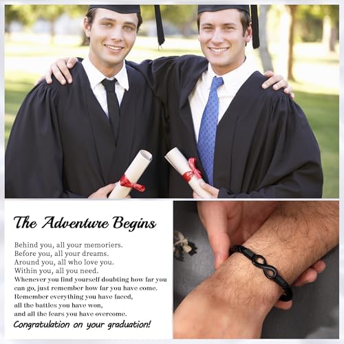 Leather Bracelet Gifts for Men, To My Son Bracelet Fathers Day Bracelet Gifts Dad Grandpa Love You Forever Engraved Birthday Valentines Graduation Gift Infinity Knot Jewelry - Image 2