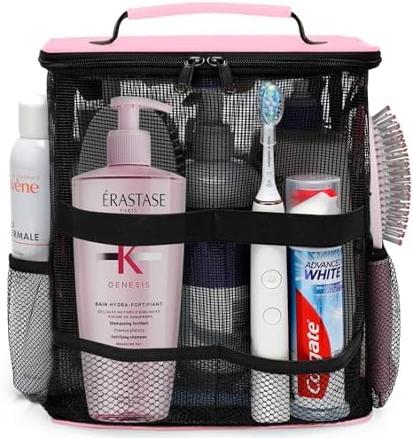 Dorm Room Essentials for Girls, Mesh Shower Caddy Hanging, Large Capacity Toiletry Bag for Women, Quick Dry Shower Bag for Camping, Cruise, Travel Essentials, Christmas Birthday Gifts for Women Girls by EaseGave