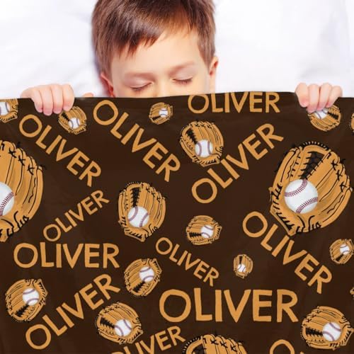 Personalized Baby Blankets for Girls Boys, Custom Baby Blanket with Name Swaddle Toddler Fleece Blanket Personalized Gift Baseball Mitt Brow Text - Image 4