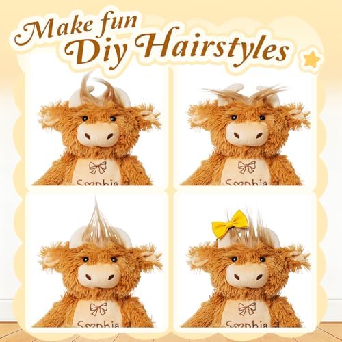 Custom Embroidered Plush Highland Cow with Name, Personalized Baby Plush Toys, Personalized Highland Cow Stuffed Animal, 1-14 Year Old Girl Toys, Christmas Birthday Gifts for Baby Boys Girls Toddlers - Image 5