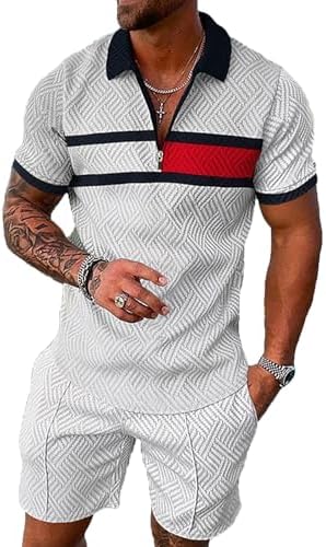 BIRW Men‘s Track Suits 2 Piece Summer Short Sets Outfits Fashion Polo Shirt Casual Short Sleeve and Shorts set by BIRW