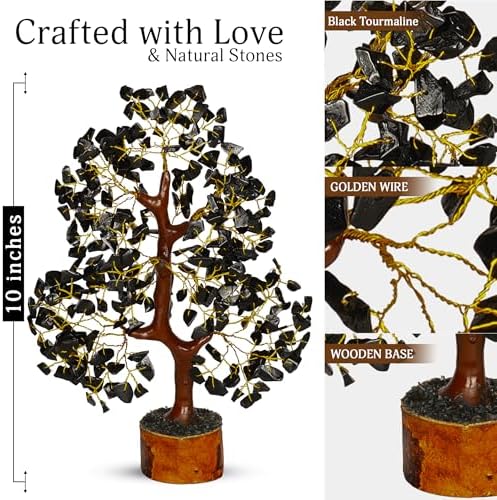 YATSKIA Black Tourmaline Crystal Tree | Healing Crystal Tree | Home Decor | Home Office Decor | Bookshelf Decor | Birthday Gifts for Women | 10 Inch 300 Beads - Image 2