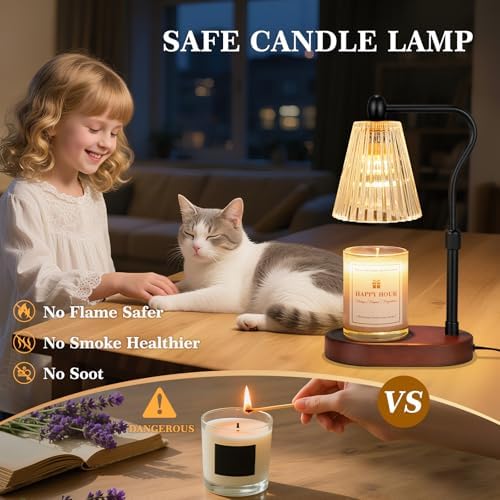Imenlox Candle Warmer Lamp, with Remote Control, Timer & Dimmer, Adjustable Height, Christmas Birthday Mothers Day Gifts for Women Mom Her, House Warming New Home Thanksgiving Décor (Brown RC) - Image 2