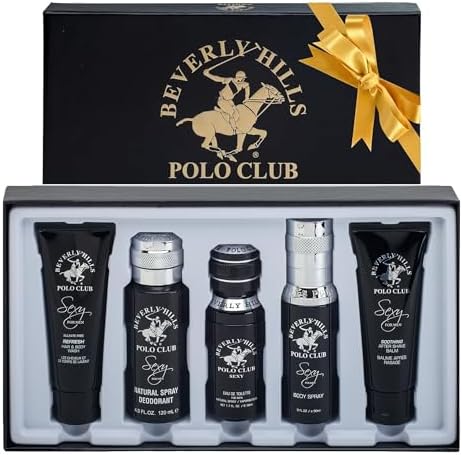 Beverly Hills Polo Club BHPC Cologne 5 Piece Gift Set for Men | Eau de Toillete, Deodorant, Shower Gel, Body Wash, Body Spray Fragrances (Sexy) by BeverlyHillsPoloClub