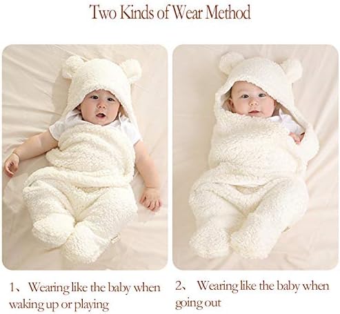 Nunibum Baby Swaddle Blanket Boys Girls Cute Bear Plush Essential Receiving Blanket Ultra-Soft Newborn Registry Sleeping Wraps for Infant 0-6 Months - White - Image 5