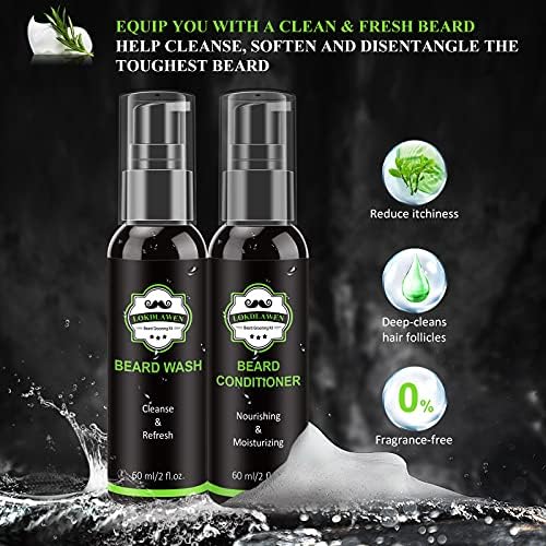 Beard Kit for Men Fathers Day Dad Gifts with Beard Wash, Beard Conditioner, Beard Oil, Beard Balm, Brush, Comb, Scissors, Storage Bag, Gifts for Men Dad Husband Boyfriend - Image 3