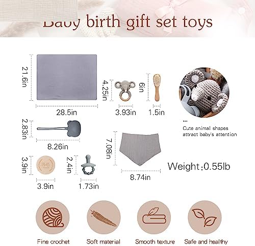 Baby Gift Set for Newborn New Baby Gift Set - Newborn Baby Essentials Baby Bath Set with Baby Blanket Baby Rattle - New Born Baby Girls Gift & Baby Boy Gifts for Baby Shower - Image 5