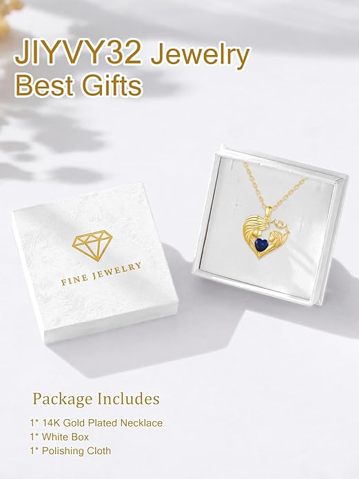Mother and Daughter/Son Love Heart Necklace White Gold/14K Gold/Rose Gold Birthstone Jewelry Christmas Mothers Day Birthday Gifts For Mom Wife Grandma Women