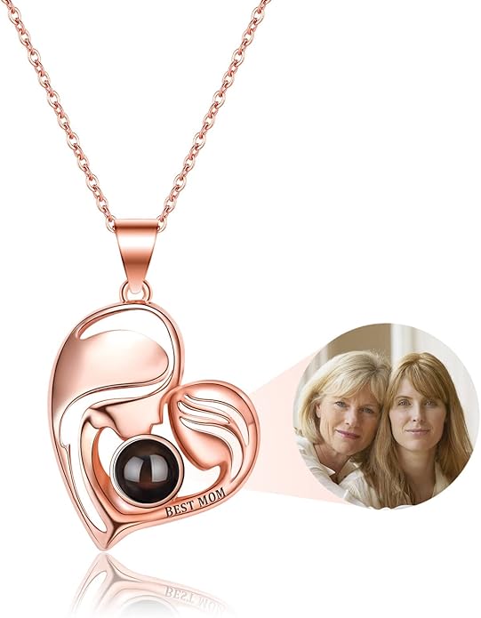 SUPHELPU Personalized Mother's Day Gifts for Mom From Daughter - Custom Photo Necklace With Picture Inside - Projection Necklace for Mom - Memorial Gift