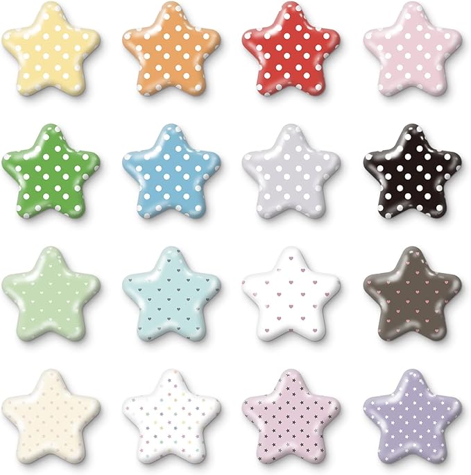 16 Pcs Fridge Magnets Polka Dot Stars Pattern Refrigerator Magnets Strong Magnetic Cute Small Decorative Designs for Office, Kitchen, Home, Locker, School, Cabinet, Whiteboard & Gift