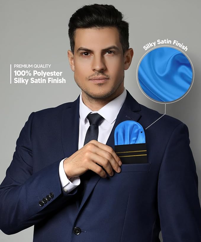 Premium Pre-Folded Four-Point Suit Pocket Square for Men with Sewn Pocket Fold