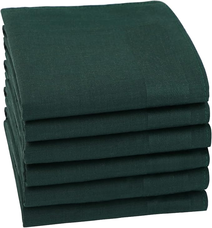 HOULIFE Men's Cotton Handkerchiefs, Solid Color 60S Soft Cotton Hankies for Men Women 6/12PCS 15.7"×15.7"