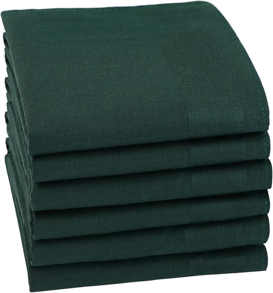 HOULIFE Men's Cotton Handkerchiefs, Solid Color 60S Soft Cotton Hankies for Men Women 6/12PCS 15.7"×15.7"