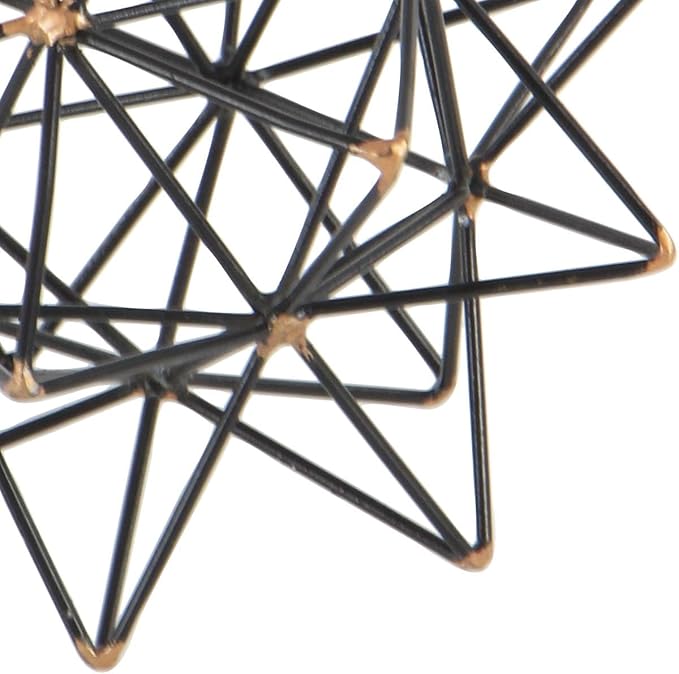 Deco 79 Metal Geometric Decorative Sculpture Home Decor Statue with Gold Accents, Accent Figurine 7" x 7" x 7", Black