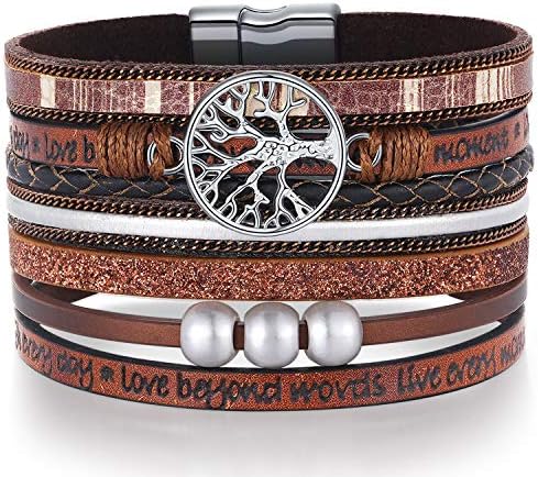 Desimtion Leather Wrap Bracelets for Women, Hidden Inspirational Message by DESIMTION