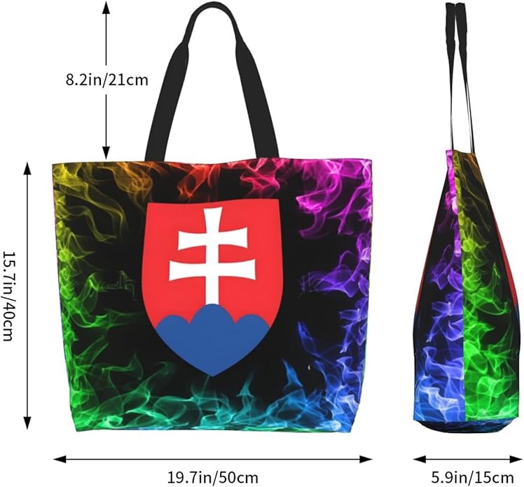 National Emblem of Slovakia Large Reusable Eco-friendly Shopping Bags Portable Storage Handbag